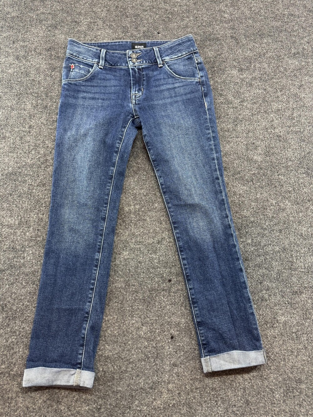 Hudson Collin Jeans Womens 26 Medium Wash Blue Slim Straight Crop Denim